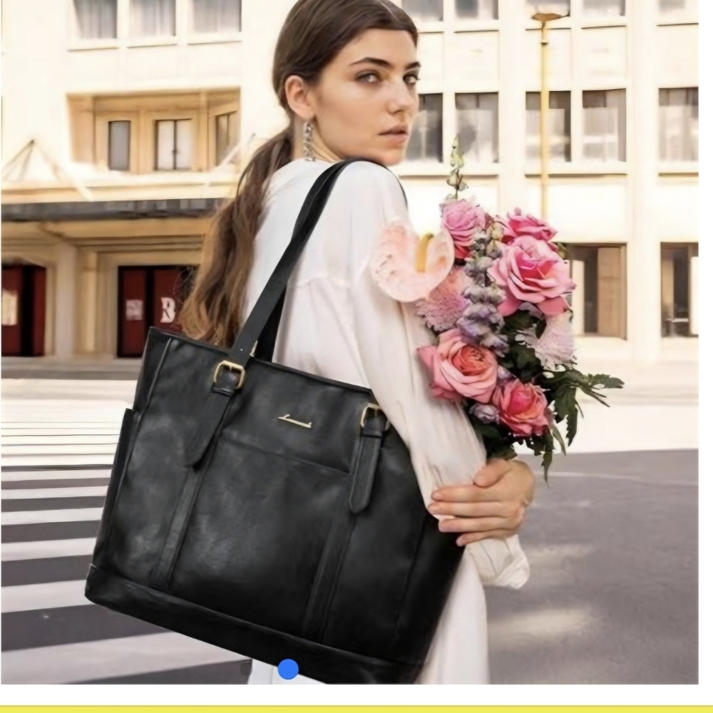 Sophisticated Black Leather Tote Bag